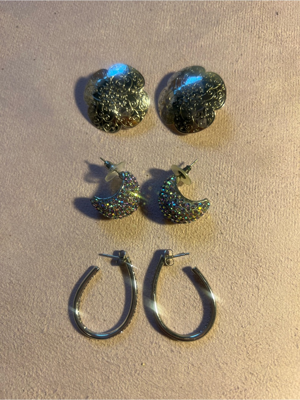 Bundle of Three Pairs of Costume Earrings